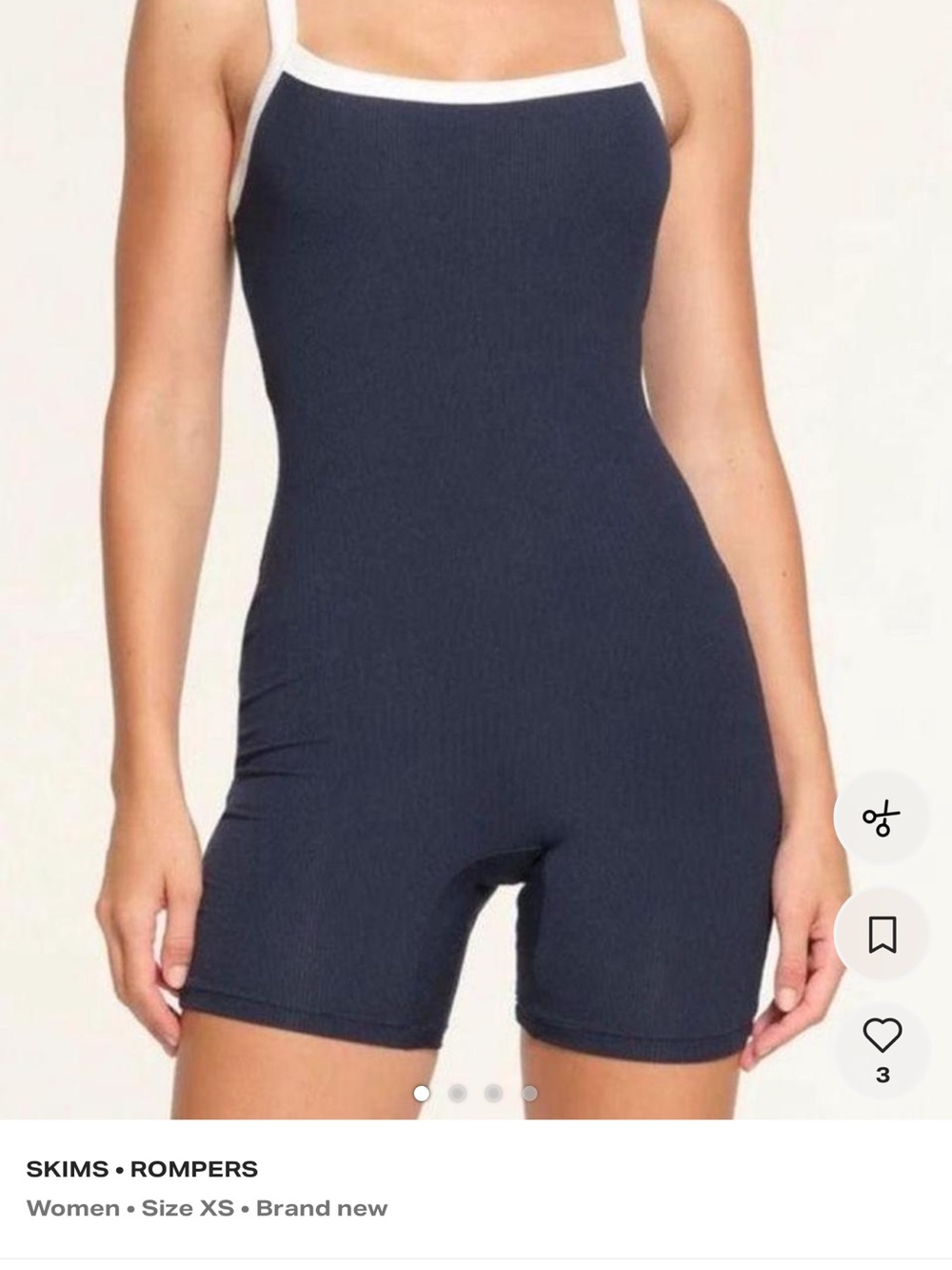 SKIMS Navy One-Piece Romper with White Trim